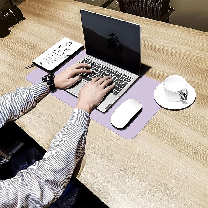 Bloss Purple Desk Mat, Double-Sided Leather Desk Pad, Desk Matt - Image 5
