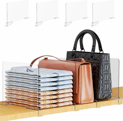 Yieach 4 Pack Towel, Purse Organizer and Acrylic Shelf Dividers by Yieach