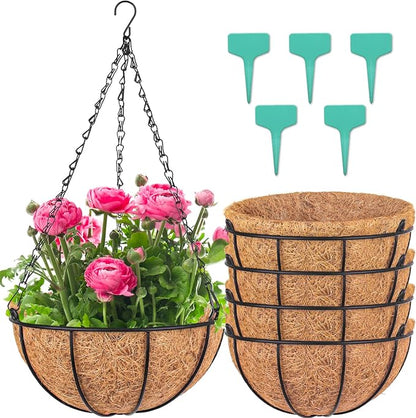 Wizdar Metal Hanging Planters Basket, 12 Inch Round | Coco Coir Liner, Wire by ForYourBetterLife