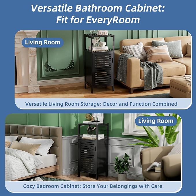 HITNET Bamboo Floor Cabinet, Small Bathroom Cabinet Floor Standing, 4 Tier - Image 8