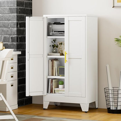47" White Metal Storage Cabinet - Image 2