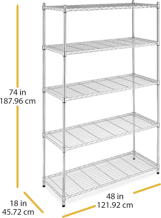 Whitmor 5 Tier Heavy Duty Shelving Unit, Metal Storage Shelves, 500 lbs - Image 8