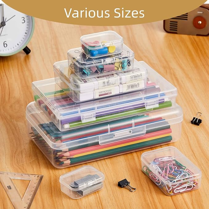 42 Pieces Mixed Sizes Rectangular Empty Mini Clear Plastic Organizer Box | - Image 4