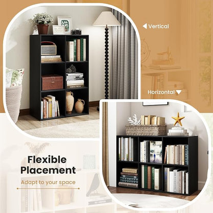 Giantex 6-Cube Bookcase, 3-Tier Cubby Bookshelf, Horizontal Vertical Display - Image 5