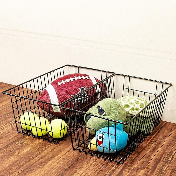 Slideep Farmhouse Metal Wire Basket, Fridge Freezer Storage Organizer Bins - Image 6