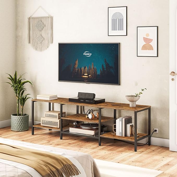 HOOBRO TV Stand with Power Outlets to 75 Inches, TV Console Table with Open - Image 4