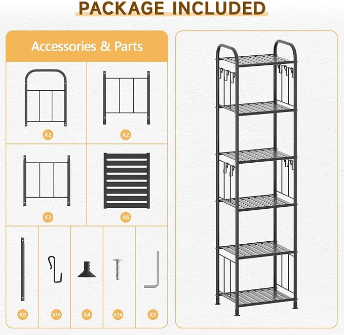 PouHenier.jh Tall Metal Narrow Skinny Shelf Unit - Image 8
