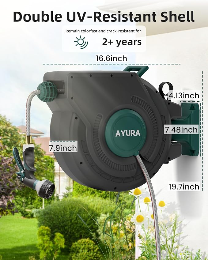 AYURA Retractable Garden Hose Reel 100 ft x 1/2 inch - Image 7