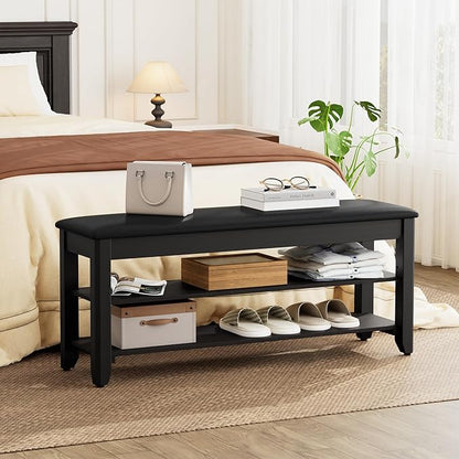 Homleke 2-Tier Solid Wood Shoe Rack Bench - Image 4