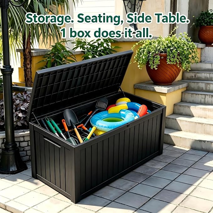 200 Gallon Waterproof Deck Box, Large Resin Outdoor Storage Box - Image 8