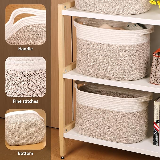 Kntiwiwo Storage Baskets for Organizing 14.7”x11”x9.6” Rope Storage Baskets for - Image 3