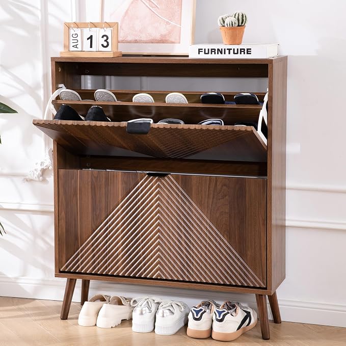 oakvivo Shoe Cabinet Storage, Farmhouse Freestanding Organizer - Image 8