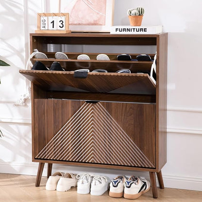 oakvivo Shoe Cabinet Storage, Farmhouse Freestanding Organizer - Image 8