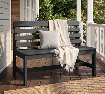 SERWALL Armless Outdoor Bench, All Weather HDPE Porch Bench, 2 Pack, Suitable - Image 2
