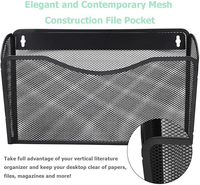 EASEPRES 3 Single Pocket Mesh Hanging File Organizer, Vertical Wall Mounted - Image 3