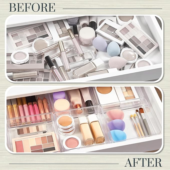 STORi SimpleSort 6-Piece Stackable Clear Drawer Organizer Set | 6" x 6" x 2" - Image 6