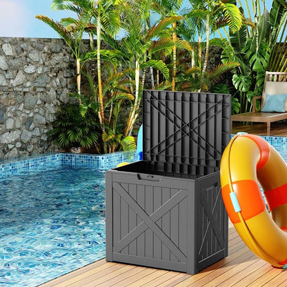 32 Gallon Deck Box, Resin Outdoor Storage Box - Image 3