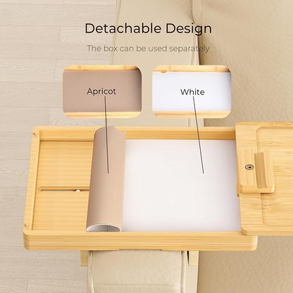 Wealone Bamboo Couch Arm Tray for Wide Couch, Sofa Arm Clip Table - Image 8
