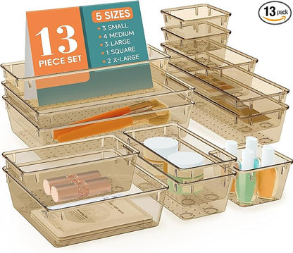 13 PCS Drawer Organizer Set, 5 Varied Size Bathroom and kitchen Drawer cabinet by StorMiracle