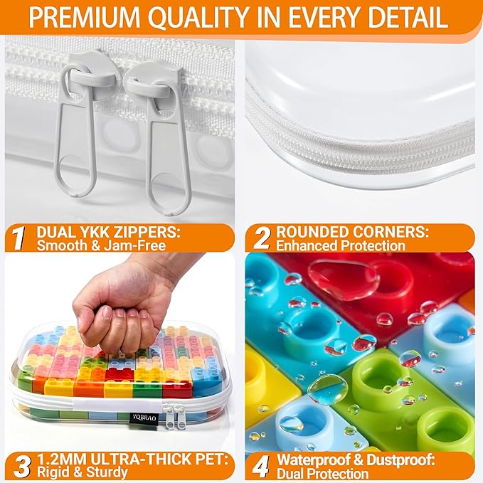 YQBRAO 4-Pack Clear Hard Shell Zipper Case, 1.2mm Ultra-Thick Diaper Bag - Image 5