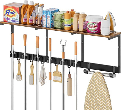Broom Holder Wall Mount with Cleaning Supplies Organizer, Laundry Room by Olakee