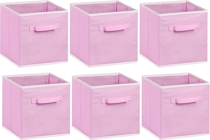 Simple Houseware Foldable Cube Storage Bins, 11-Inch Pink - Image 2
