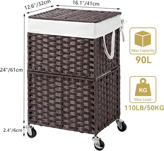 Chrislley 90L Slim Laundry Hamper - Image 6
