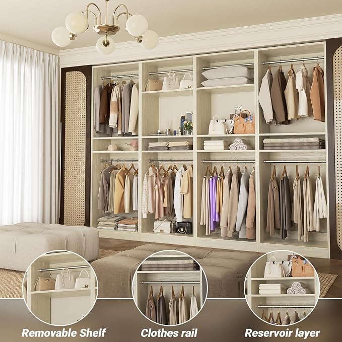 Unikito 100” Closet System, 8.3FT Wood Closet Storage Organizer - Image 3
