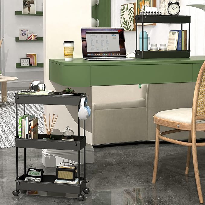 SPACEKEEPER Slim Rolling Storage Cart, 3 Tier Bathroom Storage Organizer - Image 2
