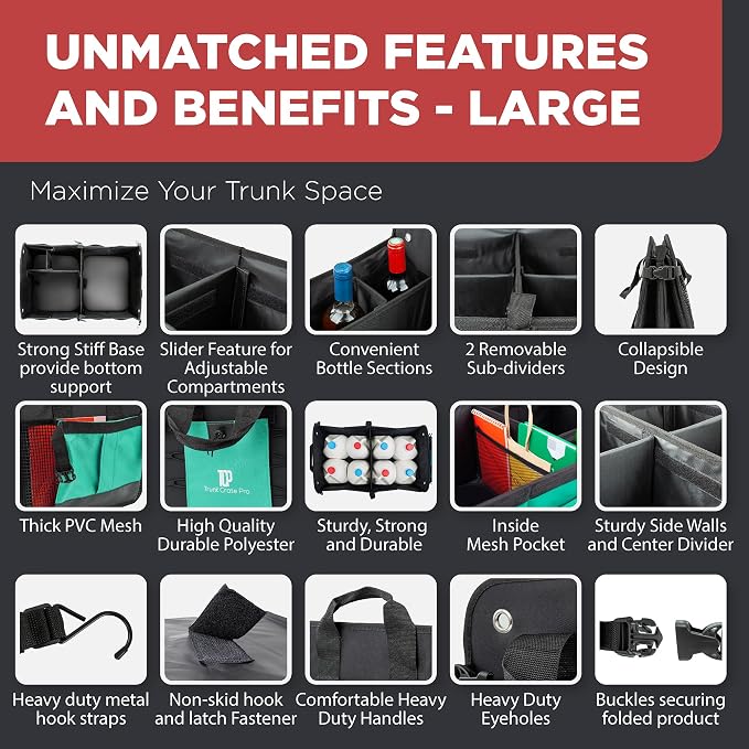 TRUNKCRATEPRO Teal Car Accessories Trunk Organizer Premium Multi Movable - Image 3