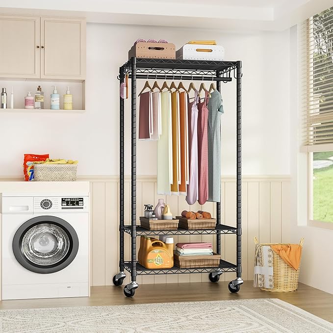 FUTASSI P6 Medium Rolling Clothes Rack Heavy Duty, Clothing Racks - Image 4
