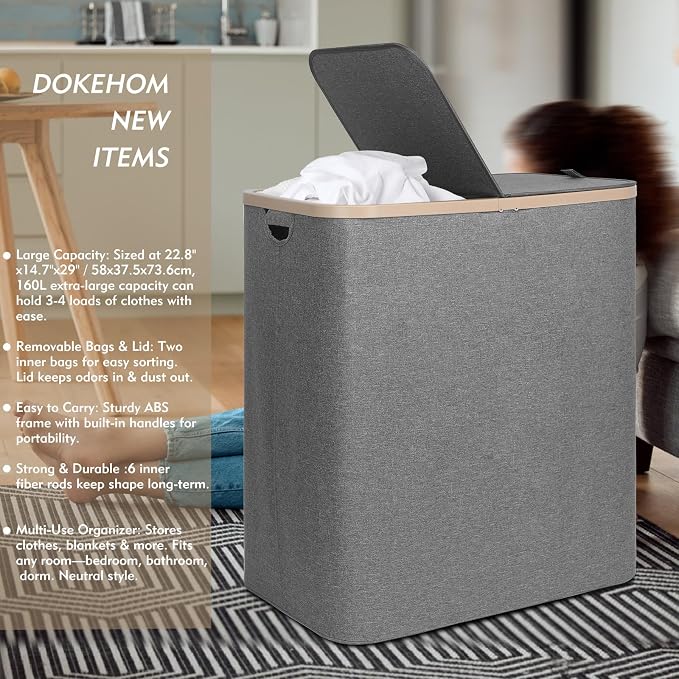 DOKEHOM 160L Double Laundry Basket - Image 2