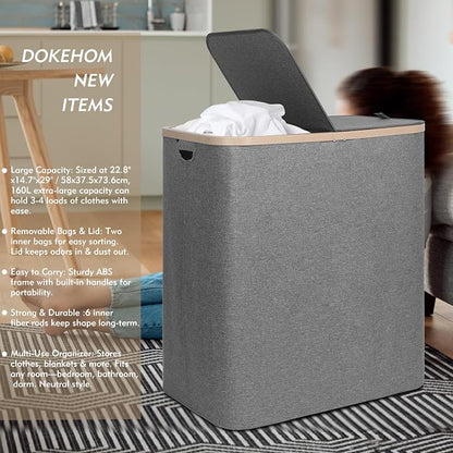 DOKEHOM 160L Double Laundry Basket - Image 2