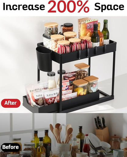 Under Sink Organizer – 2-Tier Sliding Storage Rack - Image 2