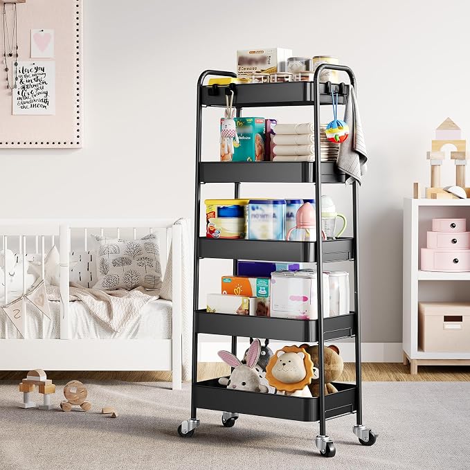 TOOLF 5-Tier Metal Rolling Cart - Image 8