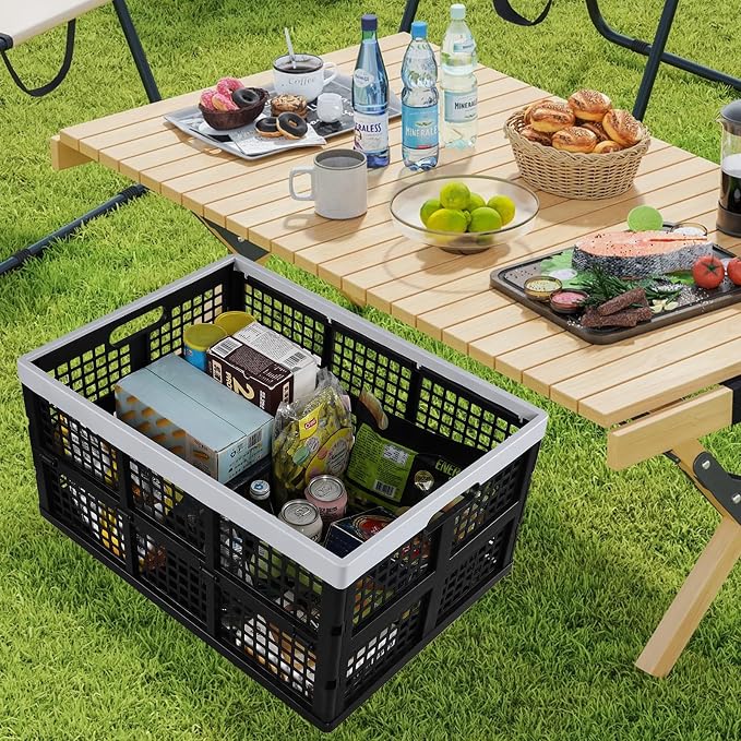 3-Pack Large Plastic Folding Storage Crates, 66 L Collapsible Storage Crates - Image 4