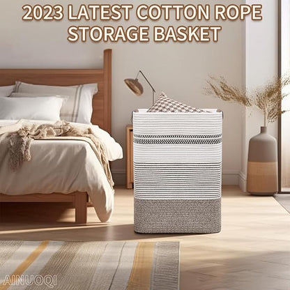 Laundry Hamper - Tall Woven Rope Laundry Basket - Clothes hamper - Image 6