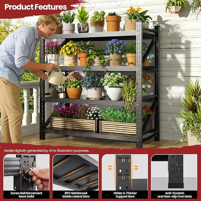 48" Wide Storage Shelving Unit, 2000 lbs Capacity Heavy Duty Garage Shelving - Image 4