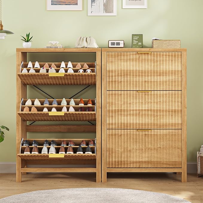 32" Fluted Shoe Cabinet Storage - Image 9
