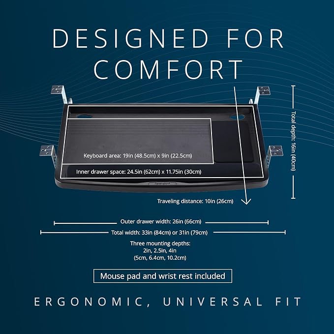 Kensington Keyboard Tray Under Desk, SmartFit Ergonomic Slide-Out Keyboard - Image 8