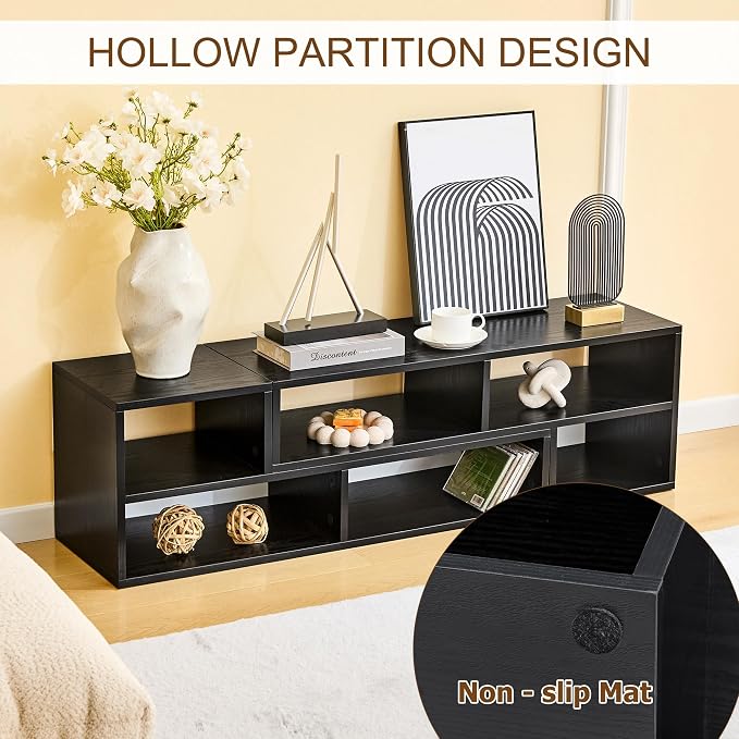 Black L-Shaped Modular Bookshelf TV Stand - Image 8