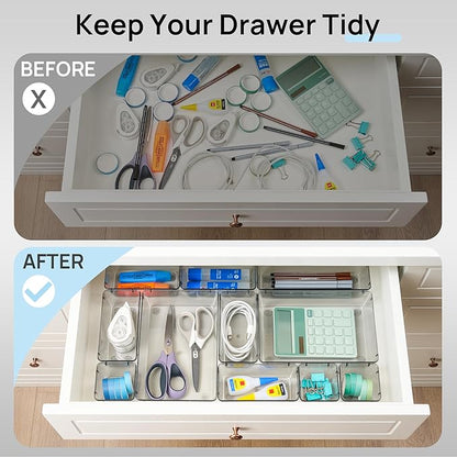 Vtopmart 25 PCS Office Desk Drawer Organizers Set, 4-Size Versatile Plastic - Image 2
