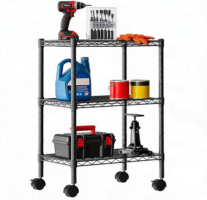 DUMOS 3-Tier Metal Wire Storage Shelves, Adjustable Standing Storage Rack Shelf by DumosLifestyle