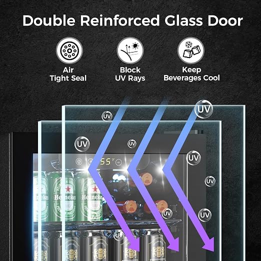 COWSAR Mini Fridge Cooler, 16 Bottle 68 Can Beverage Refrigerator - Image 6