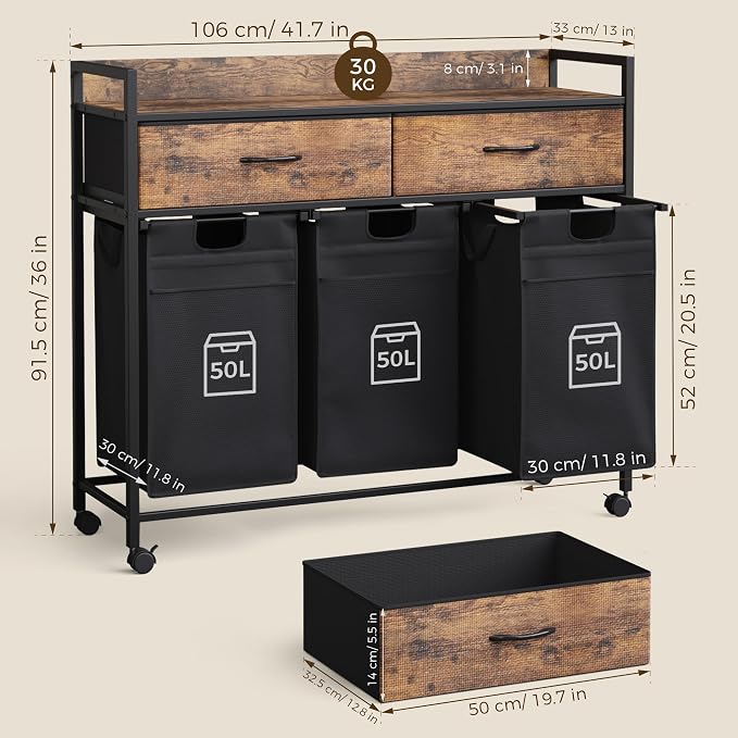 Laundry Hamper baskets 3 Section - Image 3