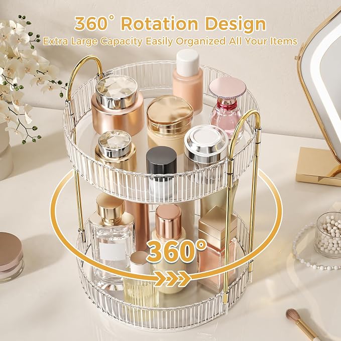 Oifecsie 360° Rotating Makeup Organizer, Large Capacity SkinCare Organizer - Image 3