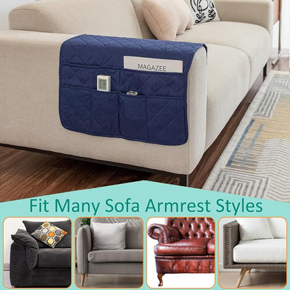 Sofa Armrest Organizer with 6 Pockets, Non-Slip Couch Recliner Armchair Caddy - Image 6