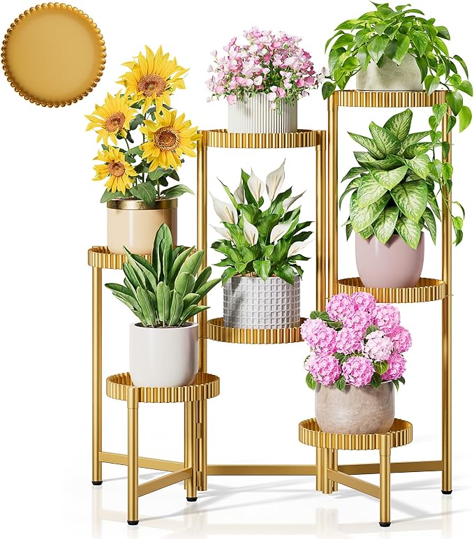 7 Tier Large Tiered Plant Stand Indoor, 7.9 Inch Wide Tall Corner Metal Plant by Unknown