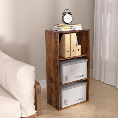 Wooden 3 Cube Storage Organizer, 3 Tier Low Bookcase Freestanding Storage - Image 2
