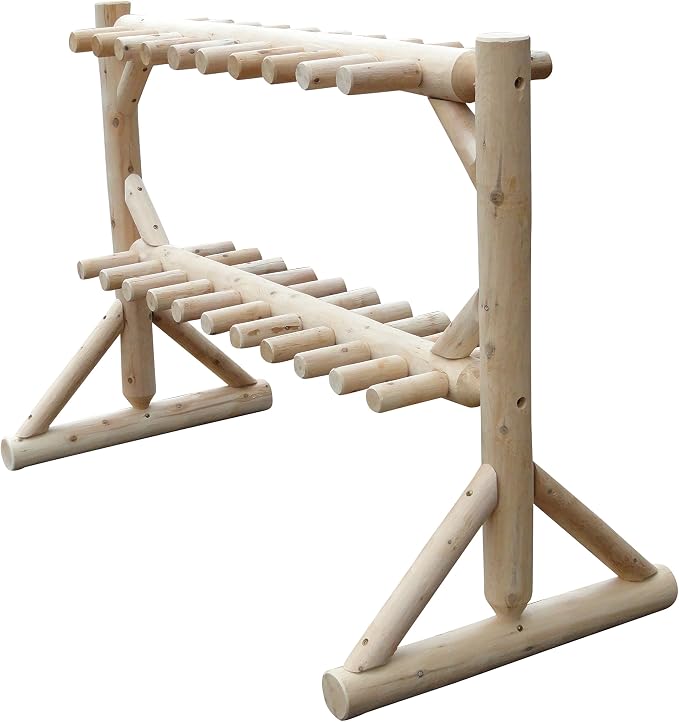 17-Place Freestanding Log Ski Rack Holder, Indoor & Outdoor Snowboard Racks - Image 8